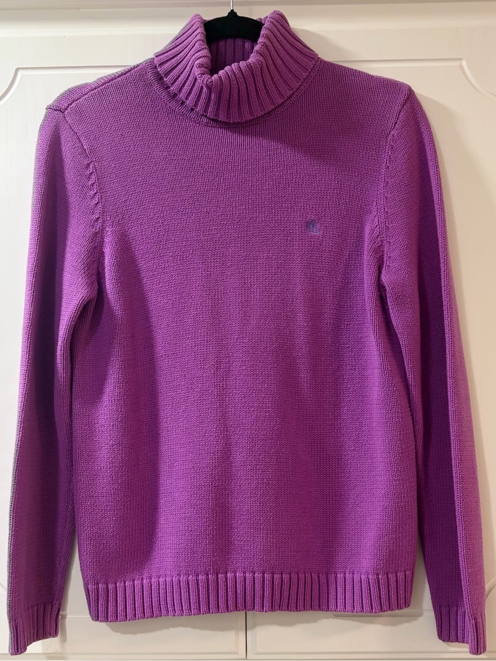Vintage Lauren Ralph Lauren Purple 100%Cotton Turtleneck Sweater M RLL Logo Knit